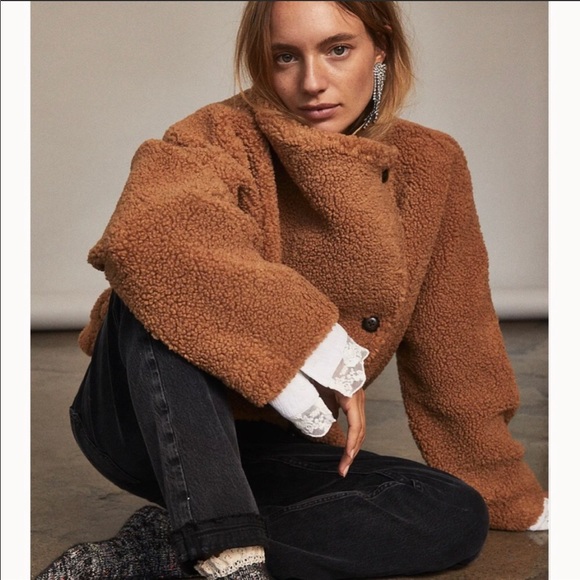Free People Izzy wrap teddy jacket sand - Picture 2 of 16
